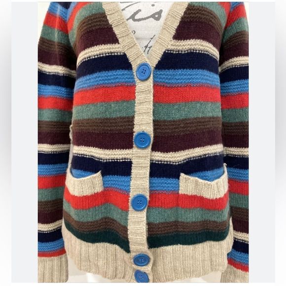 Striped Multicolor Cardigan Sweater - Picture 2 of 11